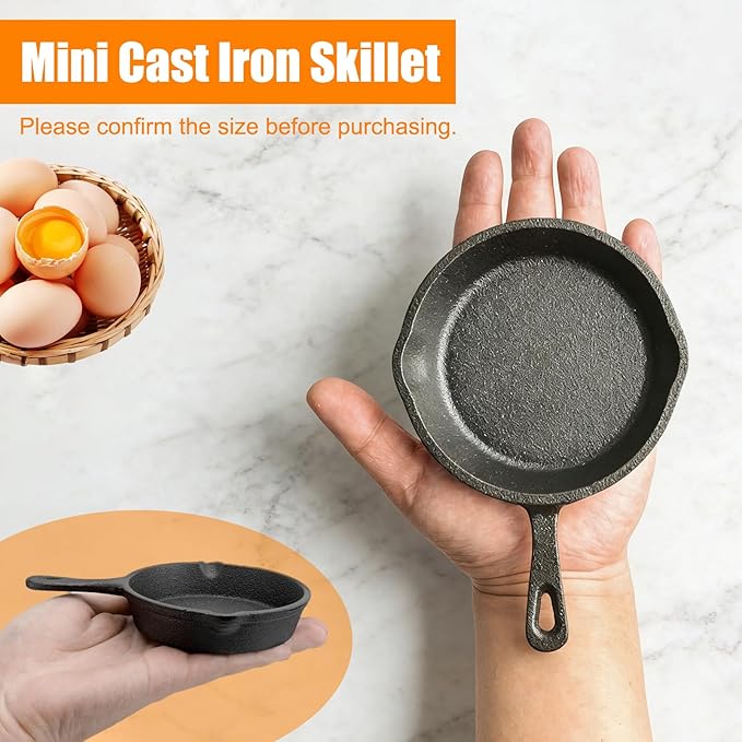 4 Inch Mini Cast Iron Skillet, Small Frying Pan Non Stick Mini Black Egg Pan Small Iron Plate Omelette Pan Suitable For Indoor and Outdoor Use Family Use(S)