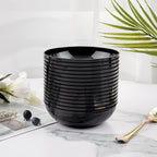 bUCLA 50Pack Black Plastic Bowls - 10oz Disposable Black Plastic Salsa/Serving Bowls - Ideal for Party & Graduation