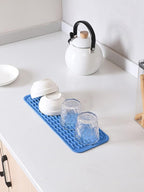 MicoYang Silicone Dish Drying Mat for Multiple Usage,Easy clean,Eco-friendly,Heat-resistant Silicone Mat for Kitchen Counter,Sink,Bar,Bottle,or Cup Lichen Blue M 17 inches x 6 inches