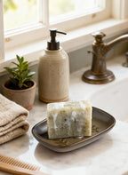 Miamolo Soap Dish Soap Holder Shower, Ceramic Soap Dishes for Bar Soap Sponge, Farmhouse Shower Soap Dish, Large Soap Saver Tray for Bathroom Kitchen Sink, Easy Cleaning, Extend Soap Life, Brown