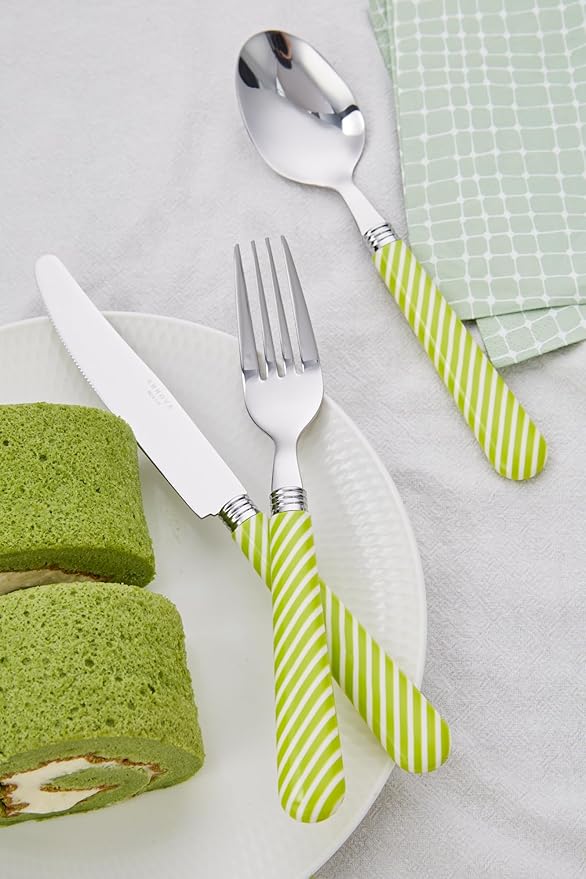 ANNOVA Silverware Set Stainless Steel Colorful Tableware Kitchen Flatware Set Utensils, Includes Dinner Knives, Forks, Spoons, Salad Forks & Dessert Spoons (Light Green, 20 Pieces)