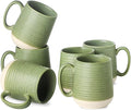 HASENSE Coffee Mugs, 15oz Ceramic Coffee Mugs Set of 6, Large Coffee Cups with Handle for Cocoa, Latte, Tea and Hot Chocolate, Coffee Mugs for Men and Women, Microwave and Dishwasher Safe, Green
