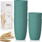Wrova Wheat Straw Cups 6 PCS Good Alternative to Plastic Reusable Cups 20 oz Unbreakable Drinking Cup Reusable Dishwasher Safe Water Plastic Glasses Green