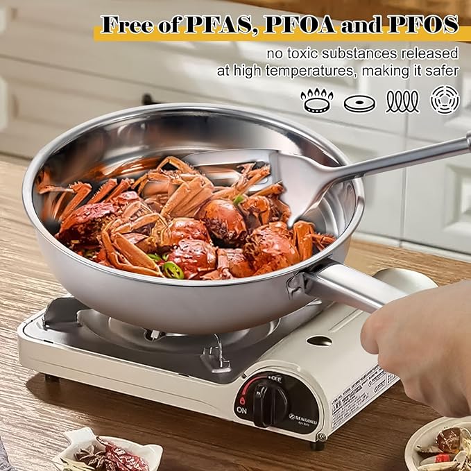 Stainless Steel Cookware Set - 15 Piece Stainless Steel Pots and Pans Set, Includes 6 Pots and Pans, 6 Lids and 3 Utensils, Fixed Handles, Induction Safe and Dishwasher Safe
