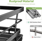 Simple Trending Dish Drying Rack for Kitchen Counter, Sink Organization and Storage, Rustproof Dish Drainer with Removable Utensil Holder, Drainboard, 12''W x 17''L, Black
