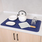 MicoYang Silicone Dish Drying Mat for Multiple Usage,Easy clean,Eco-friendly,Heat-resistant Silicone Mat for Kitchen Counter or Sink,Refrigerator or Drawer Liner Navy Blue 4XL 32 inches x 18 inches