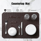 MicoYang Silicone Dish Drying Mat for Multiple Usage,Easy clean,Eco-friendly,Heat-resistant Silicone Mat for Kitchen Counter or Sink,Refrigerator or drawer liner Coffee L 16 inches x 12 inches