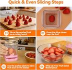 3-in-1 Strawberry Banana & Egg Slicer Cup | Detachable Fruit Cutter with Push Plate for Effortlessly Safe Slicing | Quick Meal Prep & Snacks Kitchen Gadget (Pink)