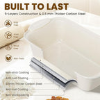 Kikcoin 22 PCS Nonstick Baking Pans Set, Stackable Bakeware Sets with Silicone Handles, 450°F Oven Safe Baking Sheet Set, Easy Release Cookie Sheets for Baking, Cream