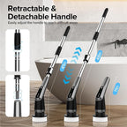 Dreazu G2-Pro Electric Spin Scrubber - IPX7 Waterproof 12-in-1 Shower Cleaner Brush, Retractable Handle & 2-Speed for Bathroom, Bathtub, Kitchen, Tile Floors