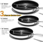 Nonstick Frying Pan Set – 12" Titanium Ceramic Skillet with Lid, Stay-Cool Handle,PFAS, PTFE, PFOA-Free, Non-Toxic, Dishwasher & Oven Safe, Compatible with All Cooktops