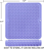 MicoYang Silicone Dish Drying Mat for Multiple Usage,Easy clean,Eco-friendly,Heat-resistant Silicone Mat for Kitchen Counter or Sink,Refrigerator or Drawer liner Light Purple M 12 inches x 12 inches