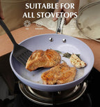 KOCH SYSTEME CS Frying Pan with Lid, 10 Inch Frying Pan with Nonstick Ceramic Coating, Nonstick Fry Pans with Lid, Oven Safe Skillet, Induction Compatible, Purple