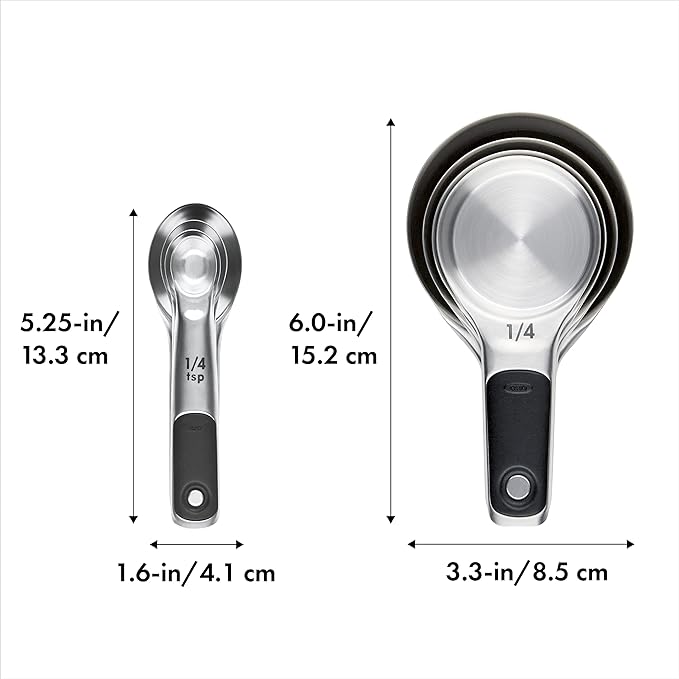 OXO Good Grips Stainless Steel Measuring Cups and Spoons 8-Piece Set,4 Cups and 4 Spoons,(Pack of 2)