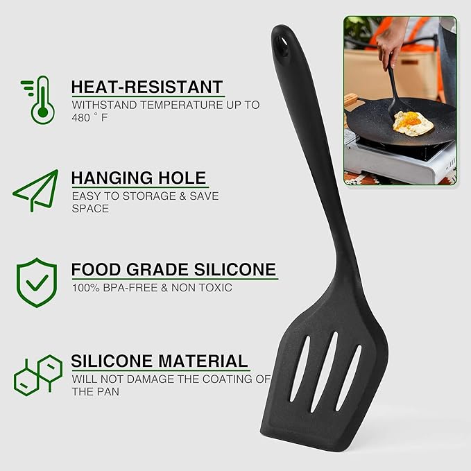 Camping Essentials Cookware Cooking Utensils Set - Portable Camp Kitchen Mess Kit Outdoor Accessories, Stainless Steel & Silicone, Camping Gear Equipment for RV Picnic Grill, Khaki