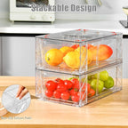 Clemate 8Pack Clear Stackable Kitchen Storage Organizer,Pantry Organizers and Storage,Foods Organizer Bins with Handles, Easily Assemble for Bathroom, Kitchen, Refrigerator, Pantry, Cabinet, Closet