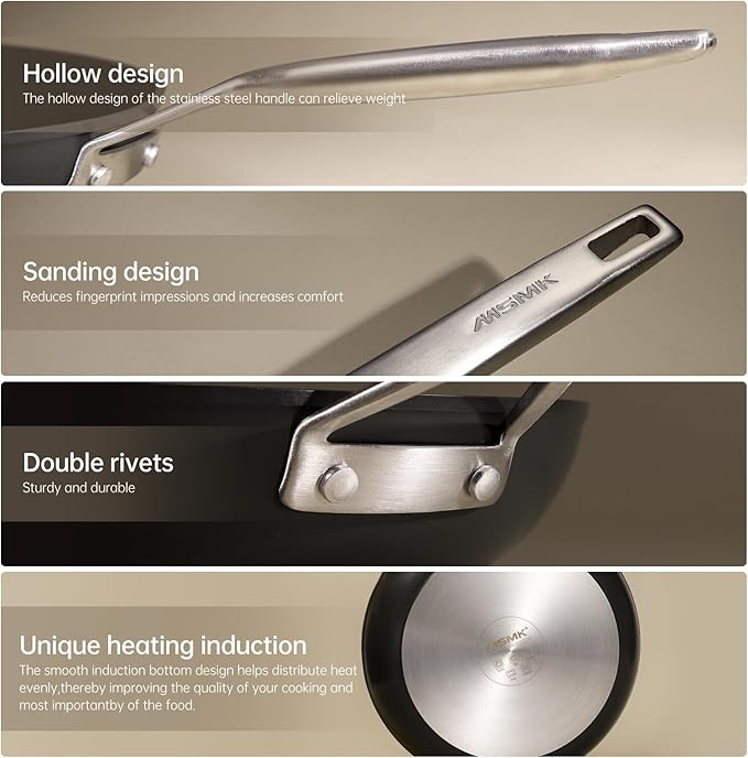 MsMk 8 inch Small Frying Pan with Lid, Burnt also Non stick Omelette pan, PFOA Free Non-Toxic, Scratch-resistant, for gas, electric and induction