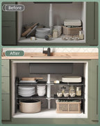 NETEL 2 Pack Under Sink Organizers and Storage,Expandable Under Cabinet Organizer Shelf with 8 Removable Panels,Expandable Shelf for Cupboard,Kitchen,Bathroom,Shoe Storage Rack