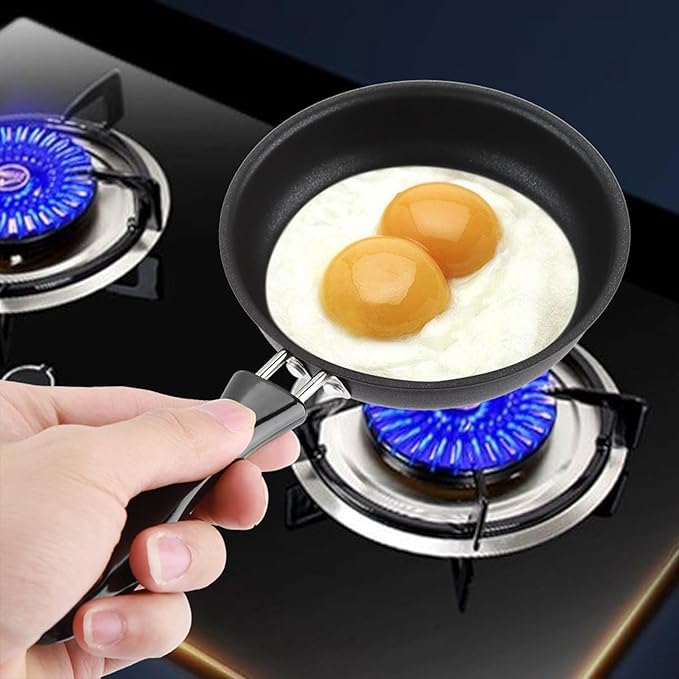 Small Frying Pan Skillet, Nonstick Mini Frying Pan with Handle Black Portable Cookware Pot for Gas Cooktops Household 4.72 inch
