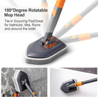 CLEANHOME Tile Tub Scrubber Brush with 3 Different Function Cleaning Heads and 56" Extendable Long Handle-No Scratch Shower Scrubber for Cleaning Bathroom Kitchen Toilet Wall,Bathtub,Sink,Grey