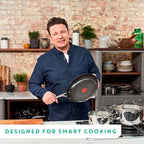 T-Fal x Jamie Oliver Nonstick Coated Stainless Steel Pans 9.5" & 11", Induction Compatible, Oven Safe up to 500°F, Chef's Stainless Steel Skillet, Frying Pan, Silver