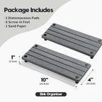 Razborci 2 Pack Fast Drying Water Absorbing Diatomite Stone Mat Tray for Kitchen & Bathroom Counter - Instant Dry Sink Caddy Organizer - Vanity Holder for Soap and Sponge – Charcoal 10" x 4"
