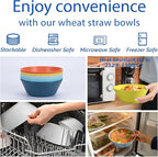 Unbreakable Large Cereal Bowls Set of 6, 32 Ounce BPA-Free Microwave & Dishwasher Safe Salad Bowls, Stackable Multicolor Kitchen Bowls for Serving, Soup, Oatmeal, Pasta, Camping & Daily Use