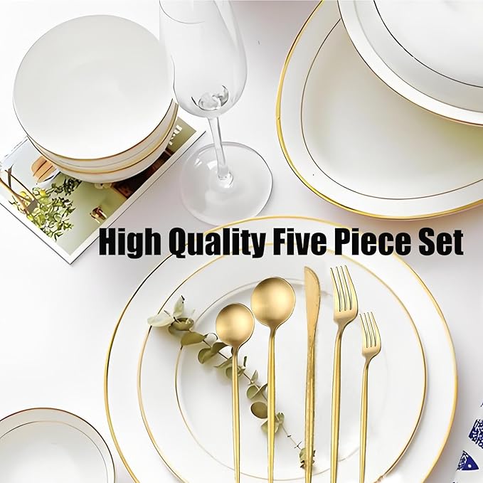 80-Piece Food Grade Gold Silverware Set, Luxury Flatware Set for 16 - Premium Stainless Steel Cutlery Set with Spoons Forks Knives, Shiny Gold Polished Kitchen Utensils for Home Restaurant Hotel
