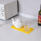 MicoYang Silicone Dish Drying Mat for Multiple Usage,Easy clean,Eco-friendly,Heat-resistant Silicone Mat for Kitchen Counter or Sink,Refrigerator or Drawer Liner Yellow S 12 inches x 6 inches