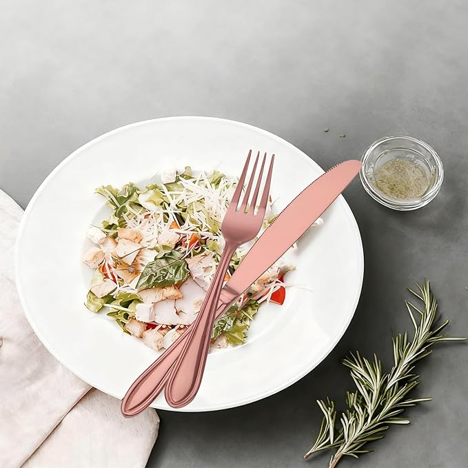 Rose Gold Silverware Set,30-Piece Stainless Steel Flatware for 6, Heavy-Duty 18/0 Stainless Steel Utensils,Mirror Polished Dishwasher Safe for Home & Kitchen Dining