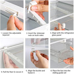 URALFA 2 Pack Fridge Drawer Organizer Egg Holder For Refrigerator Pull Out, Refrigerator Drawers for Fruit and Vegetable, Transparent Organization and Storage Box Fit for Fridge Shelf