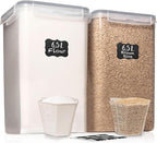 WHITE FEATHER SUPPLIES 2 PC [6.5L / 220 Oz] Large Food Storage Containers with Lids Airtight - BPA Free Clear Plastic Kitchen and Pantry Storage Containers, Bulk Storage for Cereal, Flour, Sugar, Rice