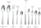 65 Piece Silverware Flatware Cutlery Set, Stainless Steel Fork Spoon Knife Sets for 12, Dishwasher Safe,Ergonomic Design Size and Weight