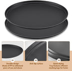 FillTouch 2 Pcs Restaurant Serving Trays PP Plastic Non Slip Rubber Lined Large Oval Tray for Kitchen Dining Room Cafeterias Fast Food Service (25 x 20 Inch,Black)