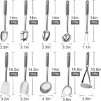 10 Piece Stainless Steel Cooking Utensils Set - 18/0 Heavy Duty Kitchen Tools for Grilling & Serving (Grey)