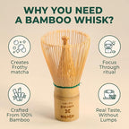 Aprika Life Matcha Whisk – 100 Prong Bamboo Chasen | Traditional Japanese Tea Whisk for Matcha Powder, Ceremonial Tea & Lattes | Durable Handcrafted Bamboo Whisk for Authentic Matcha Preparation