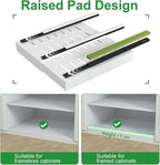 PAKETA 2 Pack Expandable Pull Out Cabinet Organizer, 21'' Deep Pull Out Drawers for Cabinets, Upgrade 3 Slide Rails Sliding Drawers for Cabinets with Adhesive Nano Film (White, 21"D X 12-20"W)