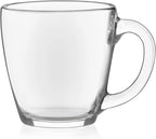Libbey Tapered Glass Mug Set of 8, 15.5 Oz Thick, Clear Glass Coffee Cups w/ C-Shaped Handle, Dishwasher Safe Coffee Mugs Set for Tea, Cider and More