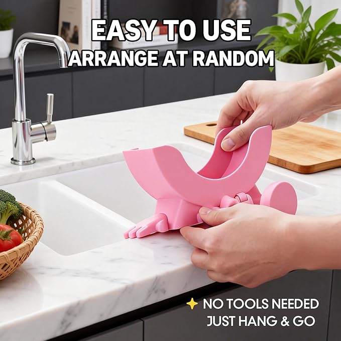 Cute Hanging Sponge Holder with Drainage, Peeing Scrub Sponge Holder, Ponge Holder for Kitchen Sink, Funny Sponge Stand for Kitchen Sink, 3D Printing Countertop Sponge Holders (Purple)