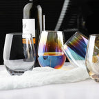 LUXU Wine Glasses Set of 4,20 oz Large Stemless Wine Glasses,Grey Juice Drinking Glasses,No Stem Glass Beverage Cups,All-Purpose Water Glasses for Ice Coffee,Tea,Red or White Wine