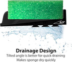 Sponge Holder for Scrub Daddy with Suction Cups and Drain Spout Kitchen Sink Caddy Organizer, Soap Dishes Holder Accessories Rack, Dishwasher Safe - 4.7"x4.7", Black