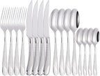16 Piece Silverware Set,Stainless Steel Flatware Set Spoon and Fork Set for 4,Kitchen Utensil Cutlery Set Mirror Finish Dishwasher Safe Gift Package (silver)