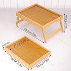 Fibogollo 2 Pack Bamboo Bed Tray Table with Folding Legs,Breakfast Trays,Serving Tray for Food and Snack,Laptop Trays for Working(Natural)