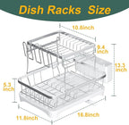 LIYI Dish Drying Rack,Large Dish Rack for Kitchen Counter,2-Tier Dish Racks with draining Tray,Detachable Capacity Dish Drainer Organizer,White