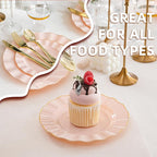 175PCS Gold and Pink Plastic Dinnerware Set, Plastic Party Plates for 25 Guests, 50 Disposable Plates, 25 Heavy Duty Silverware, 25 Cups, 25 Napkins for Party and Wedding