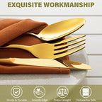 60 Pieces Gold Silverware Set for 12 Stainless Steel Shiny Gold Flatware Set for 12 Cutlery Tableware Set Utensil Set Include Mirror Polished Dinner Knife, Fork, Spoon for Home Restaurant and Wedding