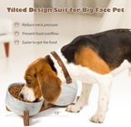Dog Bowls Set with Wood Stand, 1.7-Cup Ceramic Puppy Bowls for Small Dogs,Weighted Food Water Bowl Set for Dog and Cat