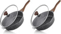 SENSARTE Nonstick Deep Frying Pan Skillet, 12-inch Saute Pan with Lid, Stay-cool Handle, Chef Pan Healthy Stone Cookware Cooking Pan, Induction Compatible, PFOA Free (Pack of 2)
