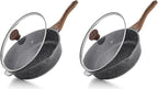 SENSARTE Nonstick Deep Frying Pan Skillet, 12-inch Saute Pan with Lid, Stay-cool Handle, Chef Pan Healthy Stone Cookware Cooking Pan, Induction Compatible, PFOA Free (Pack of 2)