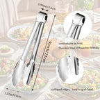 6pcs Stainless Steel Serving Tongs Gold or Silver Plated 9inch Heavy Duty Durable BBQ Clamps Design for Weddings Parties Banquets Buffets Family Gatherings Kitchen Cooking Serving Clip